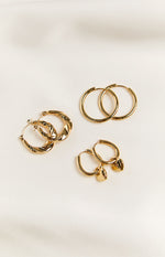 Harpie Gold Hoop Earrings 3 Pack Image