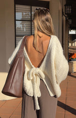Holiday Cream Tie Up Knit Cardigan Image