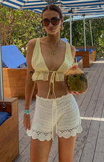 Holiday White Crochet Shorts Image