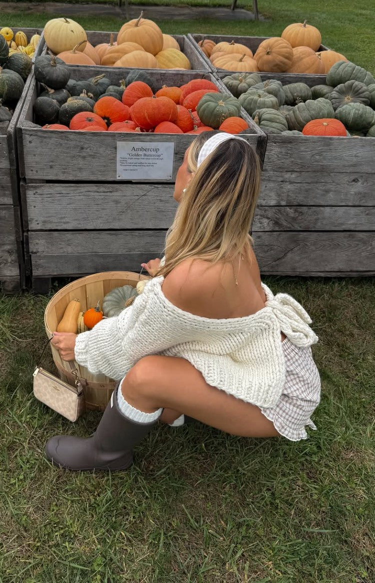 Holiday Cream Tie Up Knit Cardigan