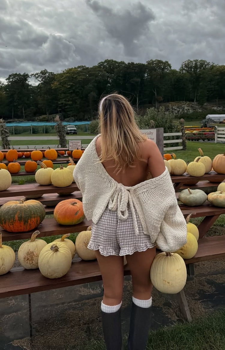 Holiday Cream Tie Up Knit Cardigan