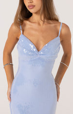 Honey Blue Sequin Maxi Dress Image