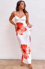 Honey White Floral Jersey Maxi Dress Image