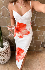 Honey White Floral Jersey Maxi Dress Image
