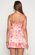 Honey Yellow Floral Pop Mini Dress Image