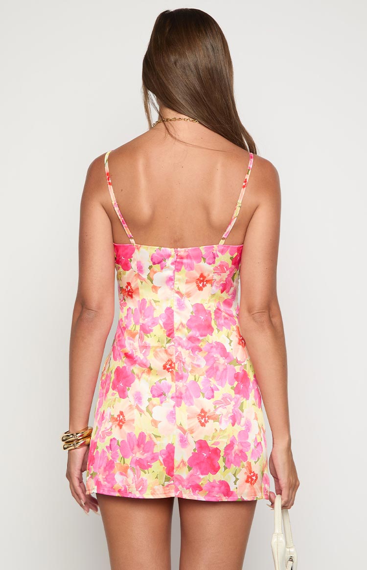 Honey Yellow Floral Pop Mini Dress Image