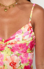 Honey Yellow Floral Pop Mini Dress Image