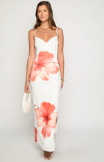 Honey White Floral Jersey Maxi Dress Image