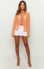 How It Goes Orange Chiffon Long Sleeve Top Image