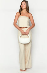 Ibiza Oat Linen Blend Strapless Top Image