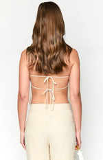 Ibiza Oat Linen Blend Strapless Top Image