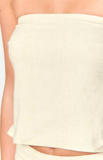 Ibiza Oat Linen Blend Strapless Top Image