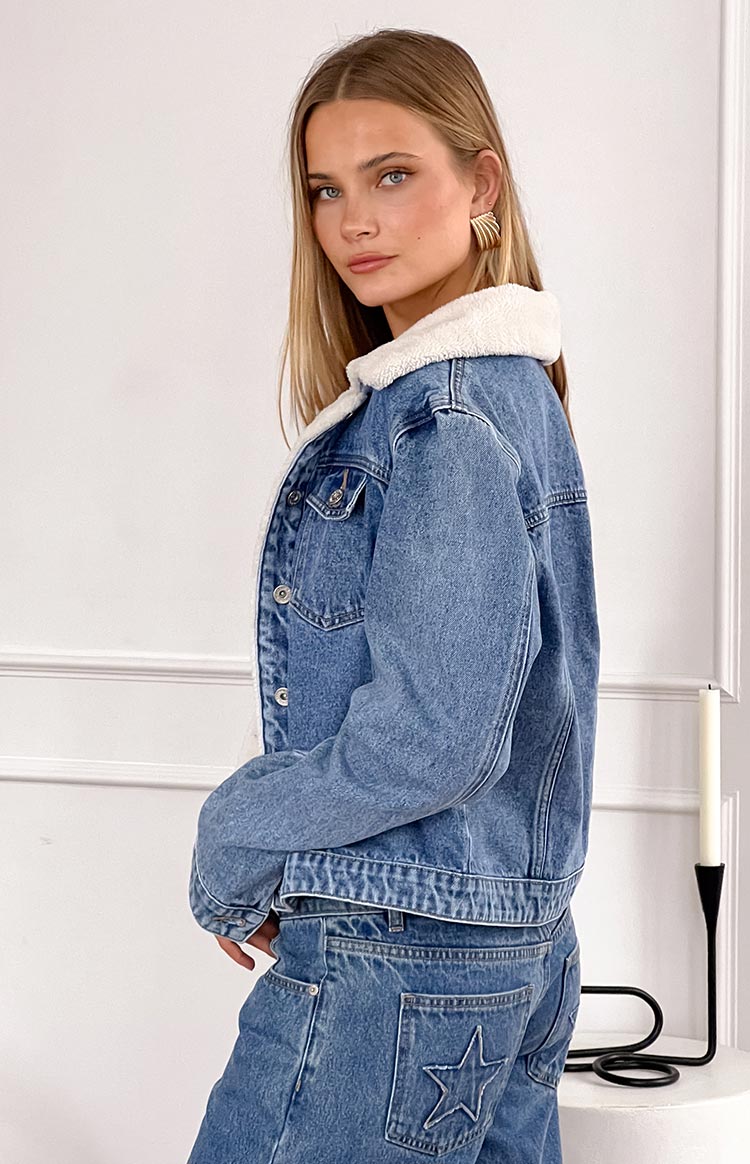 Icelyn Mid Wash Sherpa Denim Jacket Image