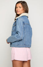 Icelyn Mid Wash Sherpa Denim Jacket Image
