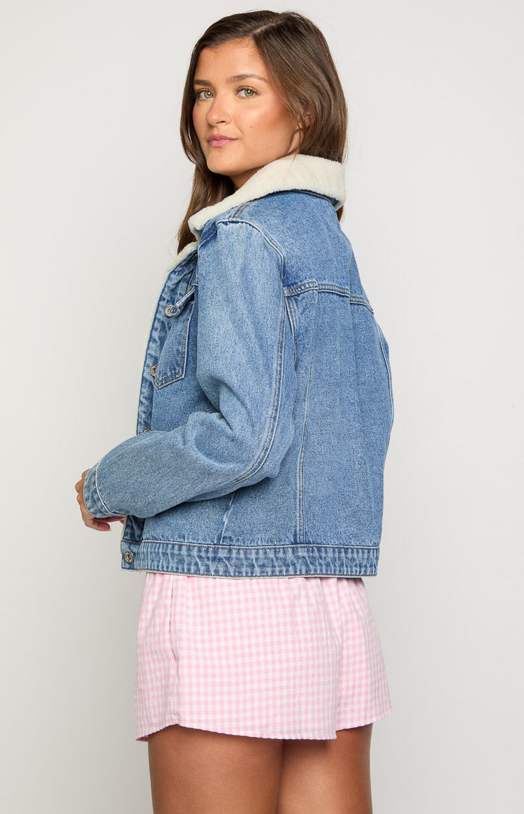 Icelyn Mid Wash Sherpa Denim Jacket Image