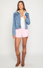Icelyn Mid Wash Sherpa Denim Jacket Image