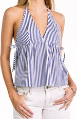 Imee Blue Striped Top Image