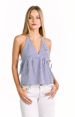 Imee Blue Striped Top Image