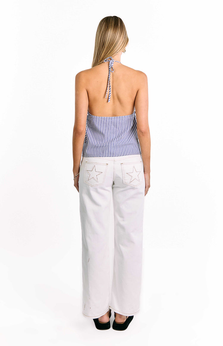 Imee Blue Striped Top Image