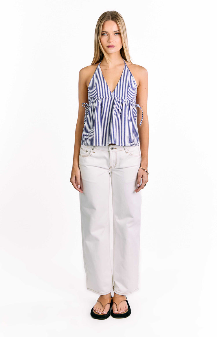 Imee Blue Striped Top Image