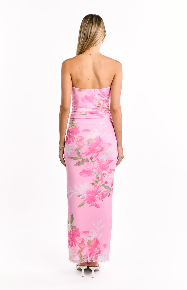 Imogen Pink and Green Floral Print Maxi Dress Image