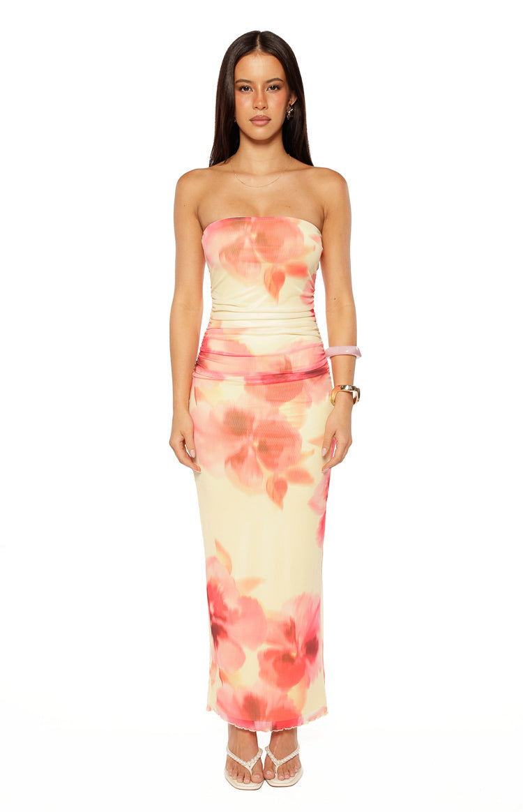 Imogen Yellow and Pink Floral Print Maxi Dress Image
