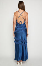 Inara Navy Ruffle Maxi Dress Image
