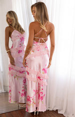 Inara Pink Floral Print Ruffle Maxi Dress Image