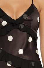 Inara Black Polka Dot Ruffle Maxi Dress Image