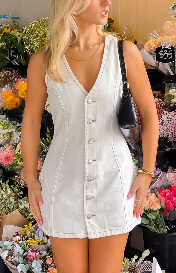 Isla White Wash Denim Mini Dress Image