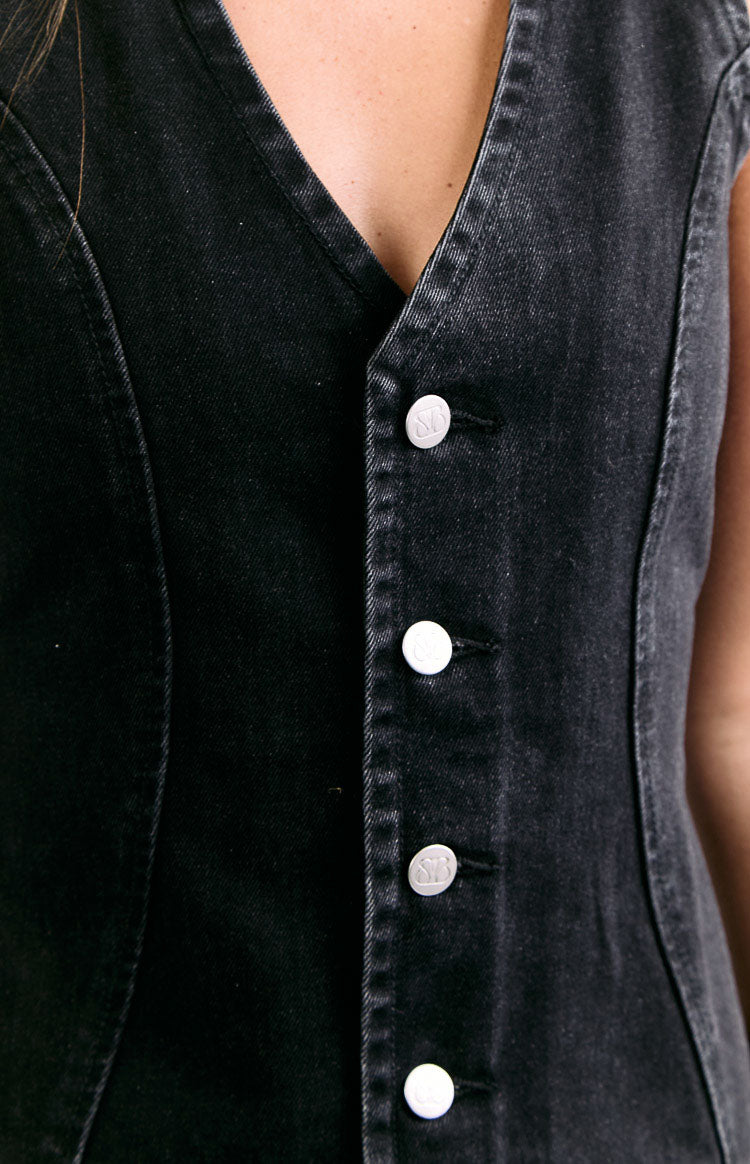 Isla Black Denim Mini Dress Image