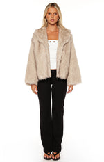 It Girl Sand Faux Fur Jacket - PRE ORDER Image