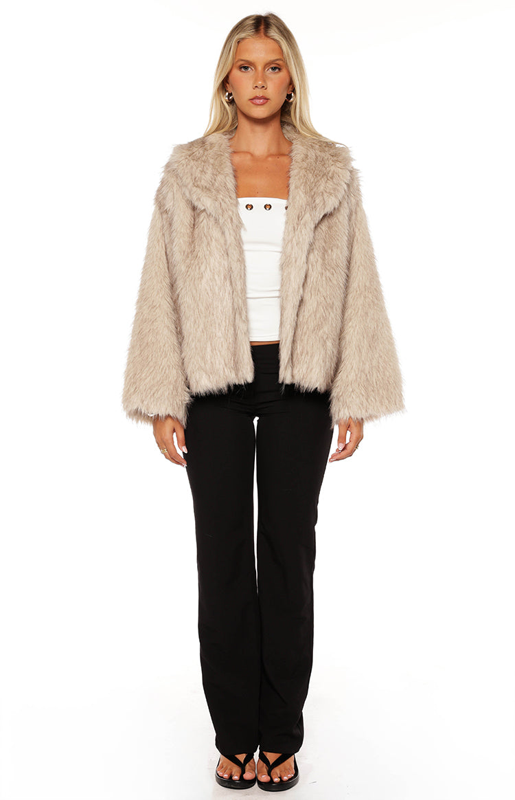 It Girl Sand Faux Fur Jacket - PRE ORDER Image