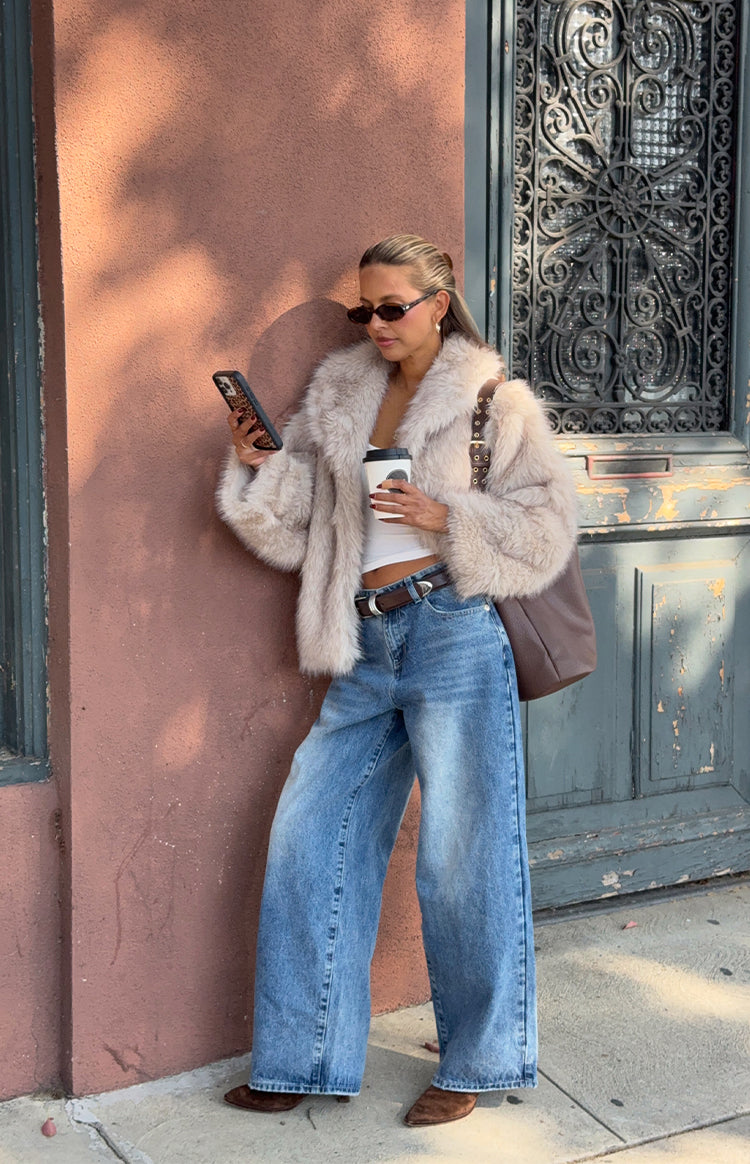 It Girl Sand Faux Fur Jacket - PRE ORDER Image