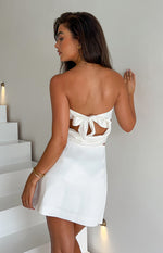 Ivory Allure White Strapless Satin Crop Top Image