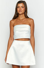 Ivory Allure White Strapless Satin Crop Top Image