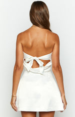 Ivory Allure White Strapless Satin Crop Top Image