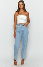 Ivory Allure White Strapless Satin Crop Top Image