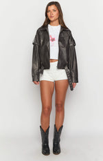 Jessica Anne PU Washed Black Jacket Image