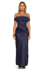 Jamilla Navy Off Shoulder Formal Maxi Dress Image