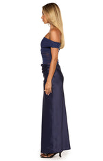Jamilla Navy Off Shoulder Formal Maxi Dress Image
