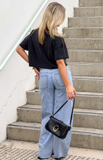 Jannina Light Wash Denim Studded Low Rise Jeans Image