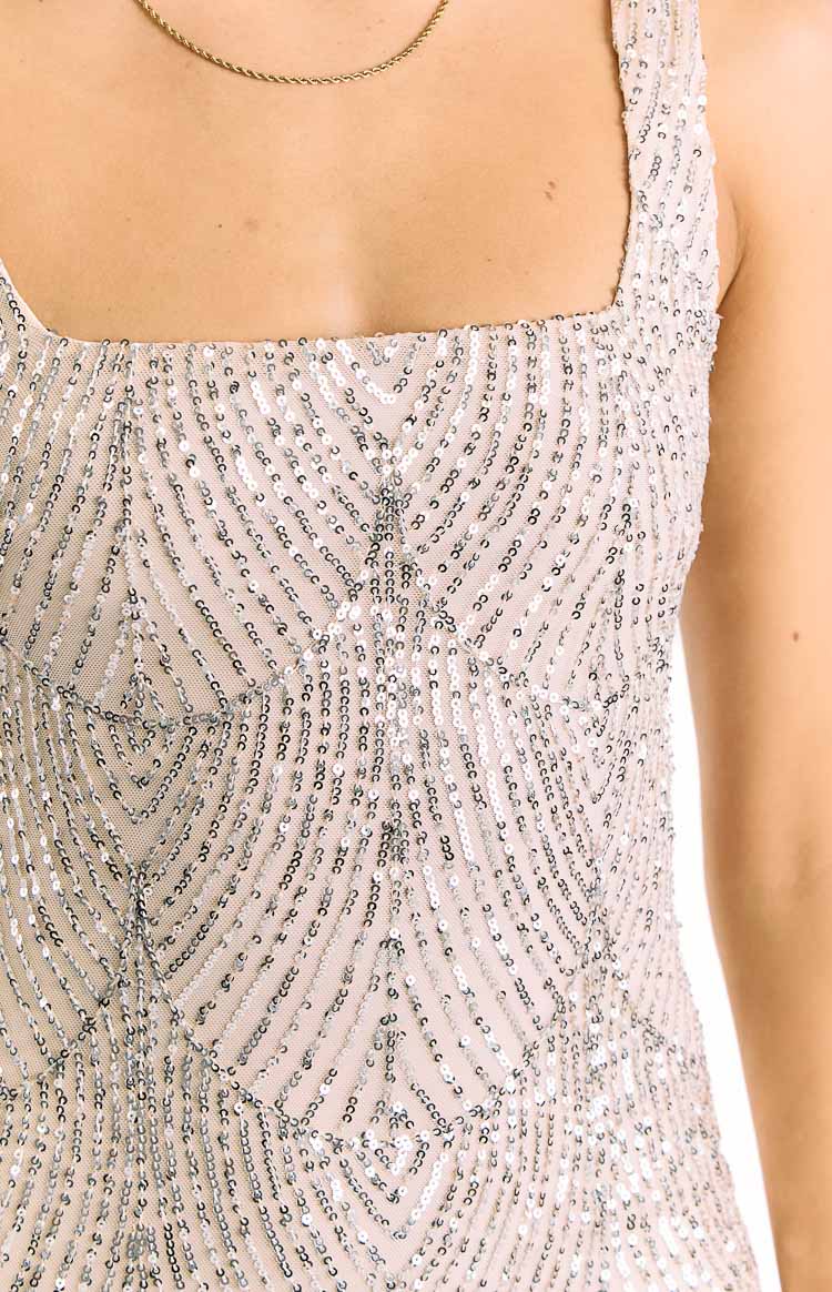 Jayda Silver Sequin Party Mini Dress Image