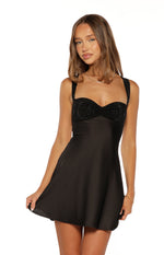 Jazzy Black Contrast Rhinestone Mini Dress Image