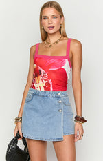 Joy Light Wash Denim Wrap Mini Skort Image