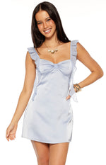Joyce Light Blue Satin Mini Dress Image