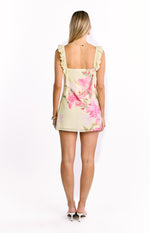Joyce Yellow Lily Print Mini Dress Image