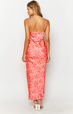 Jude Orange Floral Print Maxi Formal Dress Image