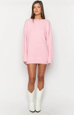 Kleine Pink Long Sleeve Knit Mini Dress Image
