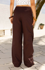 Kady Brown Linen Tie Wide Leg Pants Image